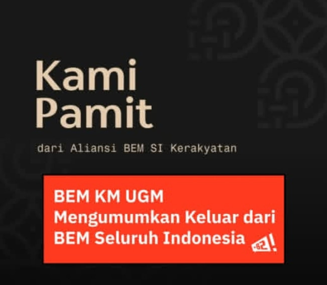 BEM UGM putuskan keluar dari BEM SI hal itu diumumkan secara resmi di akun media sosial mereka. [Instagram]